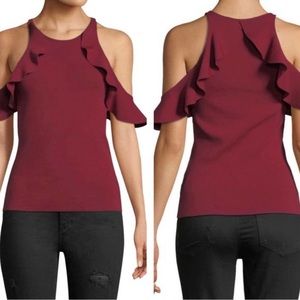 Jonathan Simkhai Hanging Ruffle Cold Shoulder Women’s Top